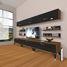 Decoraktiv Eko 8Y Slm Silver Ceviz Siyah Tv Sehpa Ünitesi