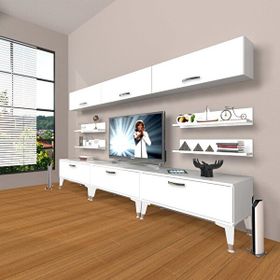 Decoraktiv Eko 8Y Slm Silver Parlak Beyaz Tv Sehpa Ünitesi