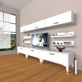 Decoraktiv Eko 8Y Slm Silver Parlak Beyaz Tv Sehpa Ünitesi