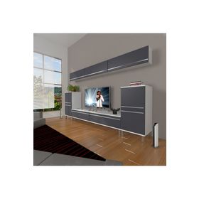 Decoraktiv Eko 9 Mdf Std Beyaz Antrasit Krom Ayaklı Tv Ünitesi