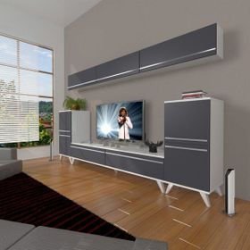 Decoraktiv Eko 9 Mdf Std Retro Beyaz Antrasit Tv Sehpa Ünitesi