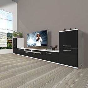 Decoraktiv Eko 9200 Mdf Beyaz Siyah Tv Sehpa Ünitesi