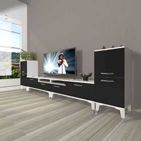 Decoraktiv Eko 9200 Slm Silver Beyaz Siyah Tv Sehpa Ünitesi