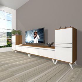 Decoraktiv Eko 9200T Mdf Retro Beyaz Ceviz Tv Sehpa Ünitesi
