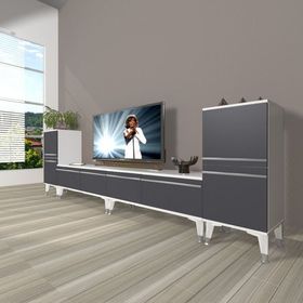 Decoraktiv Eko 9200T Mdf Silver Beyaz Antrasit Tv Sehpa Ünitesi