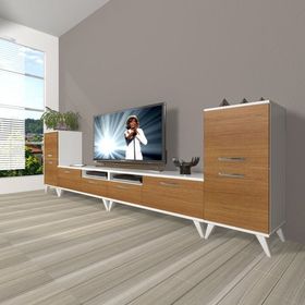 Decoraktiv Eko 9220 Mdf Retro Beyaz Ceviz Tv Sehpa Ünitesi