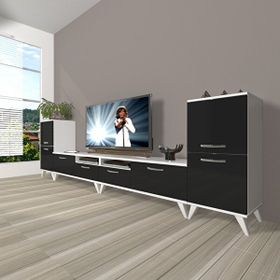 Decoraktiv Eko 9220 Mdf Retro Beyaz Siyah Tv Sehpa Ünitesi