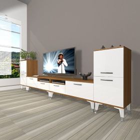 Decoraktiv EKO 9220 SLM Silver Beyaz Ceviz TV Sehpa Ünitesi
