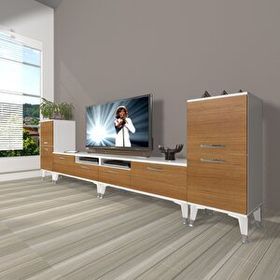 Decoraktiv EKO 9220 SLM Silver Beyaz Ceviz TV Sehpa Ünitesi