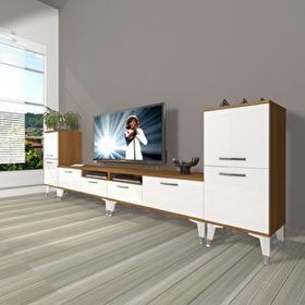 Decoraktiv EKO 9220 SLM Silver Beyaz Ceviz TV Sehpa Ünitesi