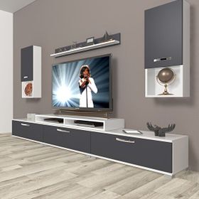 Decoraktiv Ekoflex 270DA Mdf Beyaz Antrasit Tv Sehpa Ünitesi