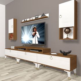 Decoraktiv Ekoflex 270DA MDF Gold Beyaz Ceviz TV Sehpa Ünitesi