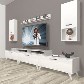 Decoraktiv Ekoflex 270DA Mdf Retro Parlak Beyaz Tv Sehpa Ünitesi
