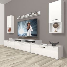 Decoraktiv Ekoflex 270DA Mdf Silver Parlak Beyaz Tv Sehpa Ünitesi