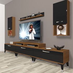Decoraktiv Ekoflex 270DA Mdf Silver Siyah Ceviz Tv Sehpa Ünitesi