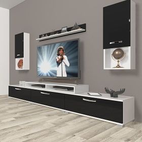 Decoraktiv Ekoflex 270DA Slm Beyaz Siyah Tv Sehpa Ünitesi