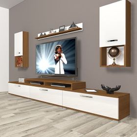 Decoraktiv Ekoflex 270DA Slm Ceviz Beyaz Tv Sehpa Ünitesi