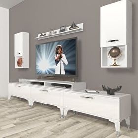 Decoraktiv Ekoflex 270DA Slm Silver Parlak Beyaz Tv Sehpa Ünitesi