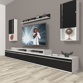 Decoraktiv Ekoflex 270TA Mdf Beyaz Siyah Tv Sehpa Ünitesi