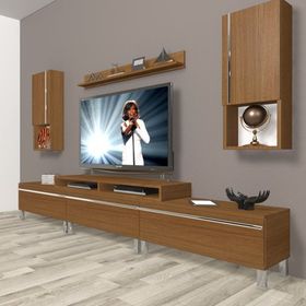 Decoraktiv Ekoflex 270TA Mdf Krom Ayaklı Naturel Ceviz Tv Sehpa Ünitesi