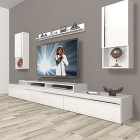 Decoraktiv Ekoflex 270TA Mdf Parlak Beyaz Tv Sehpa Ünitesi