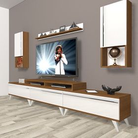 Decoraktiv Ekoflex 270TA Mdf Retro Beyaz Ceviz Tv Sehpa Ünitesi