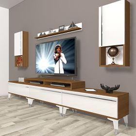 Decoraktiv Ekoflex 270TA Mdf Silver Beyaz Ceviz Tv Sehpa Ünitesi