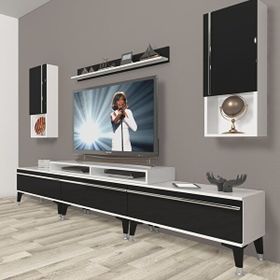 Decoraktiv Ekoflex 270TA Mdf Silver Beyaz Siyah Tv Sehpa Ünitesi