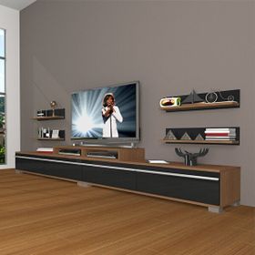Decoraktiv Ekoflex 360R Mdf Ceviz Siyah Tv Sehpa Ünitesi