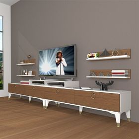 Decoraktiv Ekoflex 360R Mdf Gold Beyaz Ceviz Tv Sehpa Ünitesi