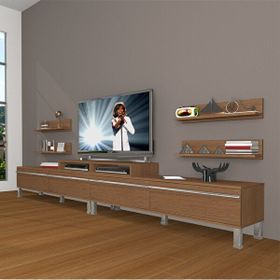 Decoraktiv Ekoflex 360R Mdf Krom Ayaklı Naturel Ceviz Tv Sehpa Ünitesi