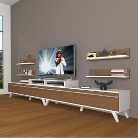 Decoraktiv Ekoflex 360R Mdf Retro Beyaz Ceviz Tv Sehpa Ünitesi