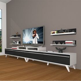 Decoraktiv Ekoflex 360R Mdf Retro Beyaz Siyah Tv Sehpa Ünitesi
