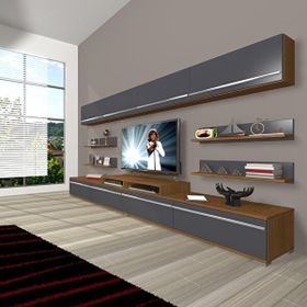 Decoraktiv Ekoflex 360Y Mdf Ceviz Antrasit Tv Sehpa Ünitesi