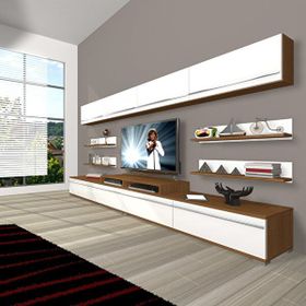 Decoraktiv Ekoflex 360Y Mdf Ceviz Beyaz Tv Sehpa Ünitesi