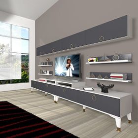 Decoraktiv Ekoflex 360Y Mdf Gold Beyaz Antrasit Tv Sehpa Ünitesi