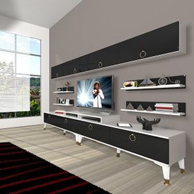 Decoraktiv Ekoflex 360Y Mdf Gold Beyaz Siyah Tv Sehpa Ünitesi