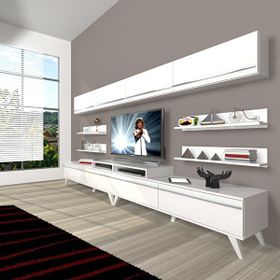 Decoraktiv Ekoflex 360Y Mdf Retro Parlak Beyaz Tv Sehpa Ünitesi