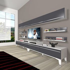 Decoraktiv Ekoflex 360Y Mdf Silver Beyaz Antrasit Tv Sehpa Ünitesi