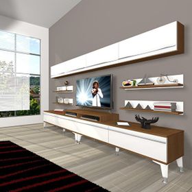 Decoraktiv Ekoflex 360Y Mdf Silver Beyaz Ceviz Tv Sehpa Ünitesi