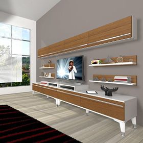 Decoraktiv Ekoflex 360Y Mdf Silver Beyaz Ceviz Tv Sehpa Ünitesi
