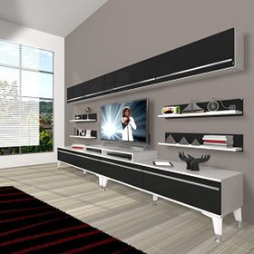Decoraktiv Ekoflex 360Y Mdf Silver Beyaz Siyah Tv Sehpa Ünitesi