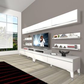 Decoraktiv Ekoflex 360Y Mdf Silver Parlak Beyaz Tv Sehpa Ünitesi