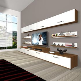 Decoraktiv Ekoflex 360Y Slm Ceviz Beyaz Tv Sehpa Ünitesi