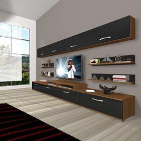 Decoraktiv Ekoflex 360Y Slm Ceviz Siyah Tv Sehpa Ünitesi