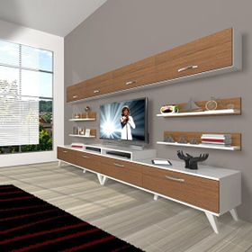 Decoraktiv Ekoflex 360Y Slm Retro Beyaz Ceviz Tv Sehpa Ünitesi