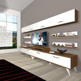 Decoraktiv Ekoflex 360Y Slm Retro Beyaz Ceviz Tv Sehpa Ünitesi