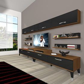 Decoraktiv Ekoflex 360Y Slm Silver Ceviz Siyah Tv Sehpa Ünitesi
