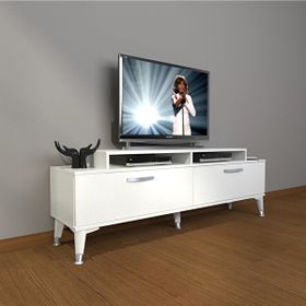 Decoraktiv Ekoflex 4 Slm Silver Parlak Beyaz Tv Sehpa Ünitesi