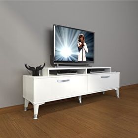 Decoraktiv Ekoflex 4 Slm Silver Parlak Beyaz Tv Sehpa Ünitesi